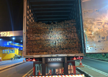 PRF apreende caminhão carregado de madeira ilegal em Floriano